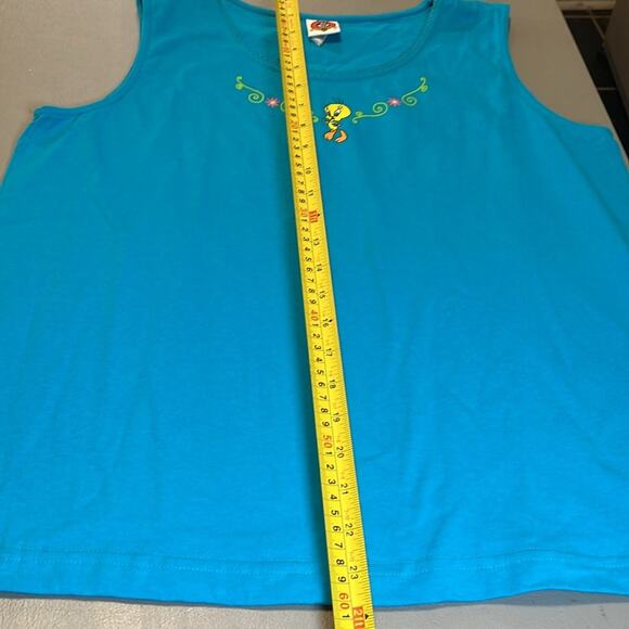 Vintage 1999 Looney Tunes Tweety Bird Blue Sleeveless Women's Size Large Cotton! - Picture 3 of 7